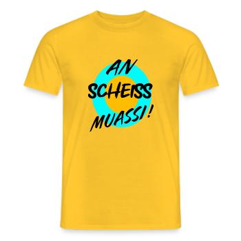 AN SCHEISS MUASSI - Männer T-Shirt - Gelb - Vorne - AI Model Male 178 dark (178cm)