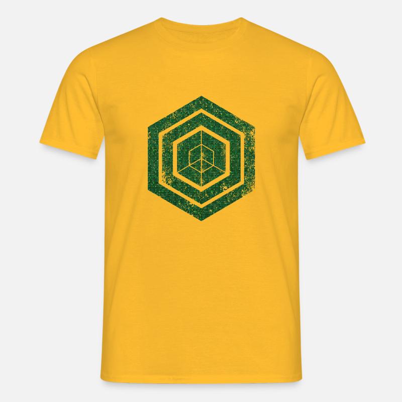 hexagon programming programmer coding geometric - Men's T-Shirt - yellow