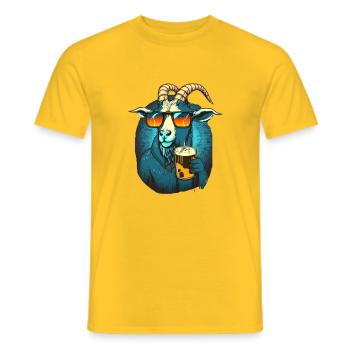 Cooler Bock mit Sonnenbrille und Bier - Männer T-Shirt - Gelb - Vorne - AI Model Male 178 dark (178cm)