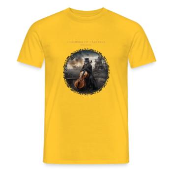 Une violoncelliste steampunk de l’apocalypse - T-shirt homme - jaune - Devant - AI Model Male 178 dark (178cm)