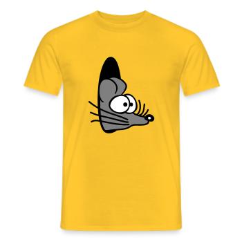 Maus Wand Loch Mauseloch Guckt Süß Lustig Comic - Männer T-Shirt - Gelb - Vorne - AI Model Male 178 dark (178cm)