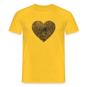 Heart from a fingerprint - Men's T-Shirt - yellow - Front - AI Model Male 178 dark (178cm)