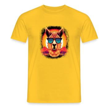 funny saying women africa camelidae no probllama - Men's T-Shirt - yellow - Front - AI Model Male 178 dark (178cm)