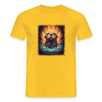 Cool an Otter bébé animaux anniversaire humour amusant - T-shirt homme - jaune - Devant - AI Model Male 178 dark (178cm)