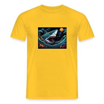 SHARK - Men's T-Shirt - yellow - Front - AI Model Male 178 dark (178cm)