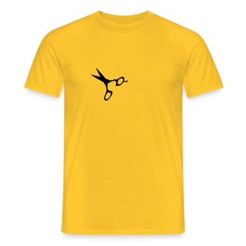 scissors hairdresser hairdresser hairdresser draw - Men's T-Shirt - yellow - Front - AI Model Male 178 dark (178cm)