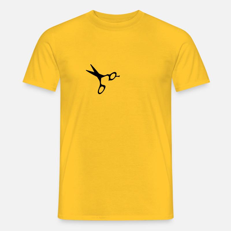 ciseaux coiffure coiffeur coiffeuse dessin - T-shirt homme - jaune