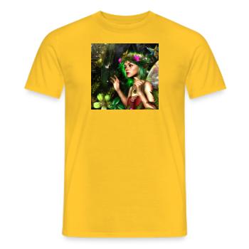 Elfen Mädchen im Wald - Männer T-Shirt - Gelb - Vorne - AI Model Male 178 dark (178cm)