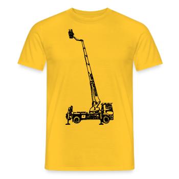 Lifting platform work platform stage man basket Steiger - Men's T-Shirt - yellow - Front - AI Model Male 178 dark (178cm)