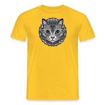STILISIERTES KATZENMANDALA ROSA TRÜFFEL - Männer T-Shirt - Gelb - Vorne - AI Model Male 178 dark (178cm)