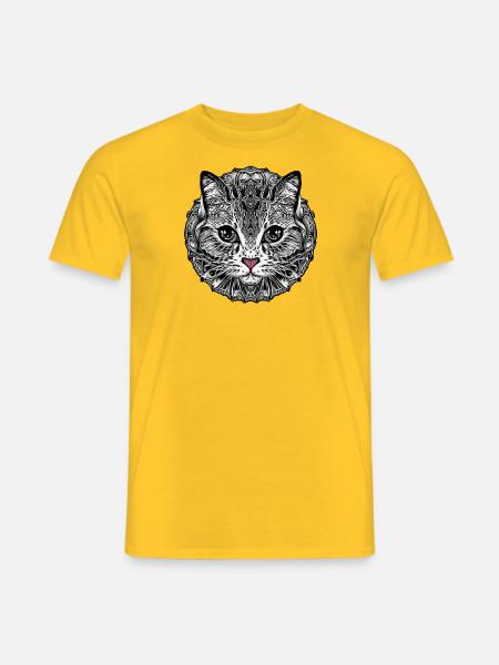 STYLIZED CAT MANDALA PINK TRUFFLE - Men's T-Shirt - yellow