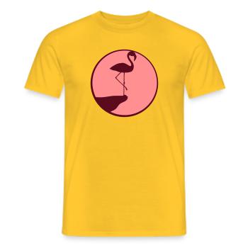 moon circle round cliff silhouette outline flamingo - Men's T-Shirt - yellow - Front - AI Model Male 178 dark (178cm)