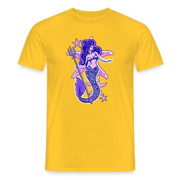 Siren Pin-up - Men's T-Shirt - yellow - Front - AI Model Male 178 dark (178cm)