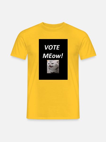 Vote Meow Katziger Wahlwitz - Männer T-Shirt - Gelb