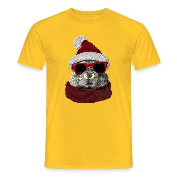 Hase Brille Weihnachten Weihnachtsmotiv Kaninchen - Männer T-Shirt - Gelb - Vorne - AI Model Male 178 dark (178cm)
