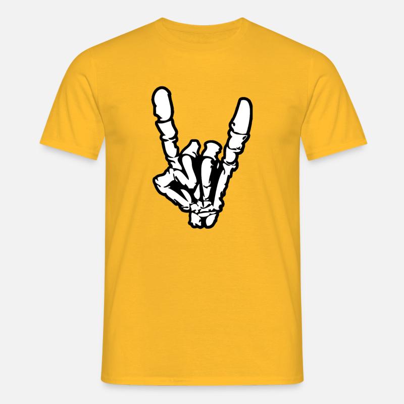 Rock'n'Roll- oder Heavy-Metal-Handzeichen * - Männer T-Shirt - Gelb
