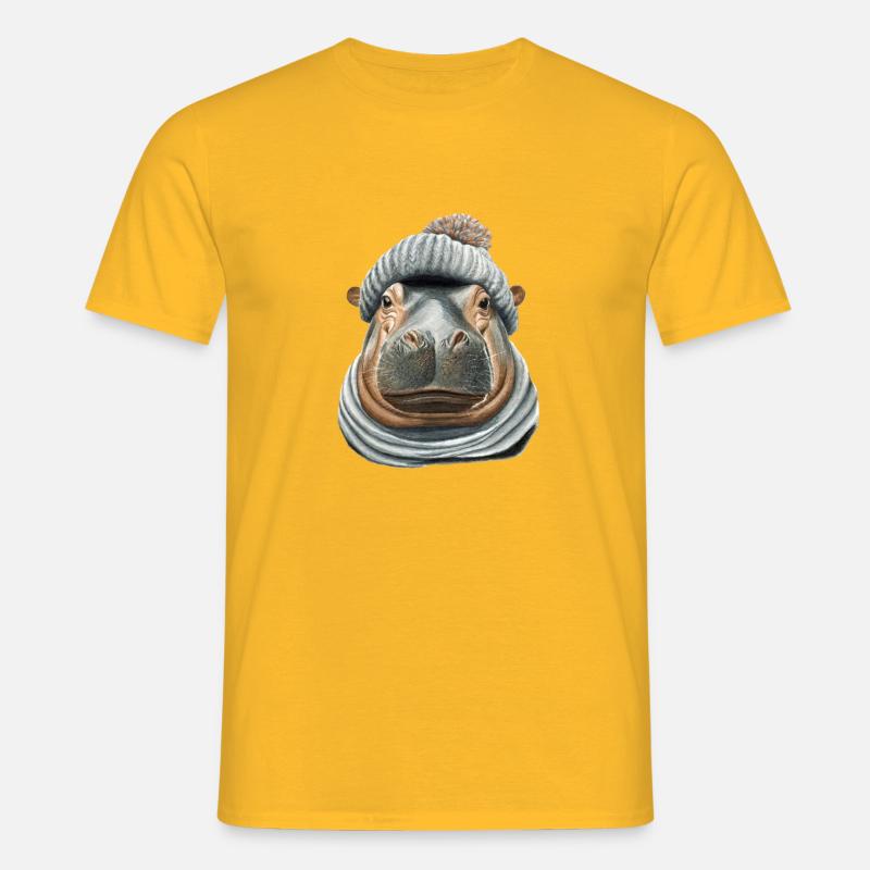 Hippopotamus Bobble Hat - Men's T-Shirt - yellow