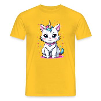 Cute Cat Unicorn - Men's T-Shirt - yellow - Front - AI Model Male 178 dark (178cm)