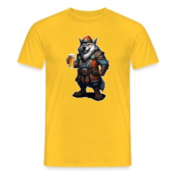 Wolf Beer - Men's T-Shirt - yellow - Front - AI Model Male 178 dark (178cm)