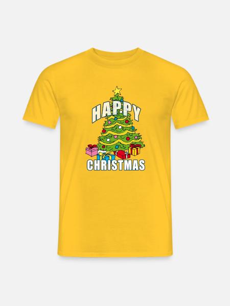 HAPPY CHRISTMAS | Christmas tree - Men's T-Shirt - yellow