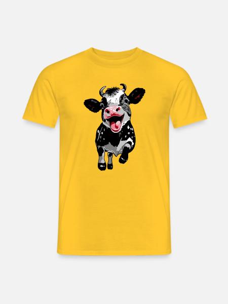 Springendes Kälbchen - Lustige Kuh Kalb - Männer T-Shirt - Gelb