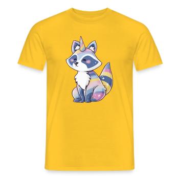 Raccoonicorn Dreams - Men's T-Shirt - yellow - Front - AI Model Male 178 dark (178cm)
