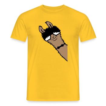 Lama Nerd Geek Lunettes Noeud papillon Drôle Animal Alpaga - T-shirt homme - jaune - Devant - AI Model Male 178 dark (178cm)