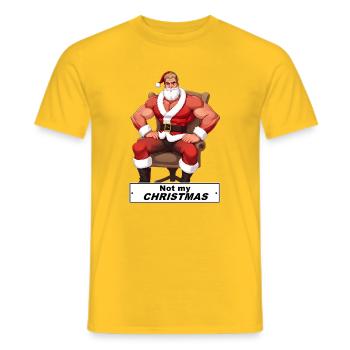 Kraftvoller Santa: Nicht mein Weihnachten - Männer T-Shirt - Gelb - Vorne - AI Model Male 178 dark (178cm)