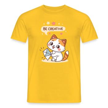 Kreative Kawaii-Katze - Männer T-Shirt - Gelb - Vorne - AI Model Male 178 dark (178cm)