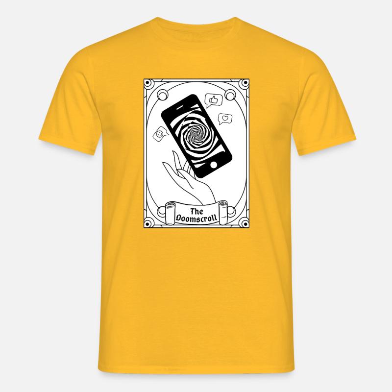 Doomscroll Brainrot Smartphone Tarot - Männer T-Shirt - Gelb