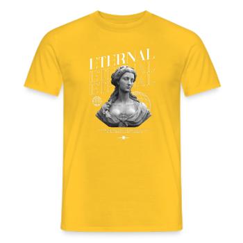 Bonté éternelle : Statue, collage globe - T-shirt homme - jaune - Devant - AI Model Male 178 dark (178cm)