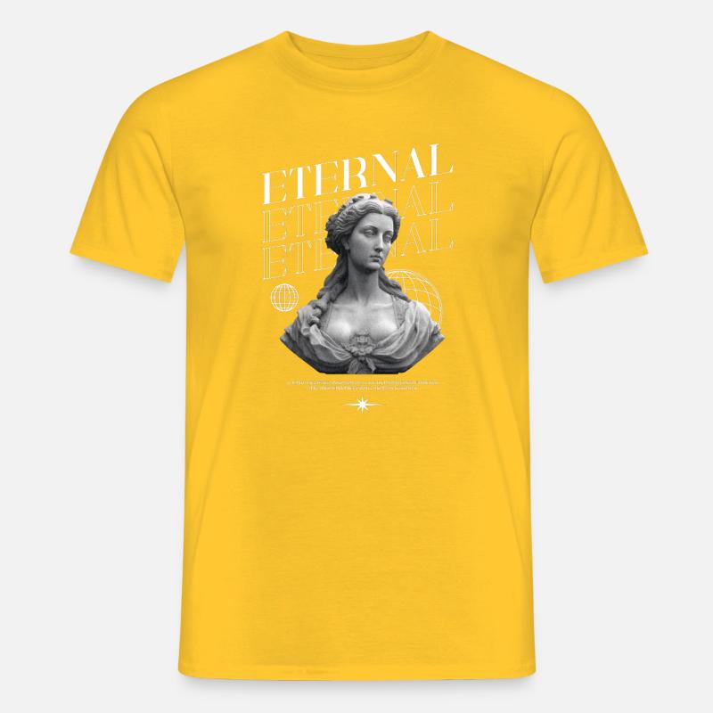 Bonté éternelle : Statue, collage globe - T-shirt homme - jaune