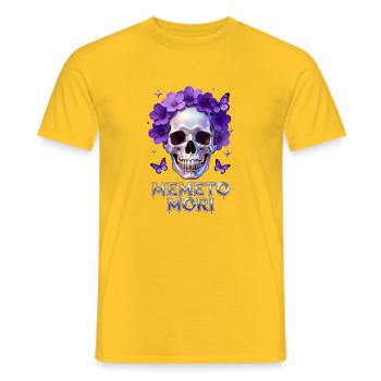 Memento Mori Neon Floral Skull - Men's T-Shirt - yellow - Front - AI Model Male 178 dark (178cm)