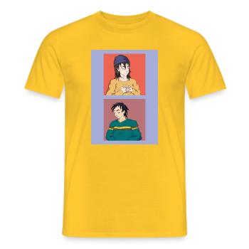 Deux illustrations et différentes émotions - T-shirt homme - jaune - Devant - AI Model Male 178 dark (178cm)