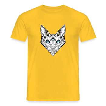 Blaue dreiäugige Sphinx - Männer T-Shirt - Gelb - Vorne - AI Model Male 178 dark (178cm)