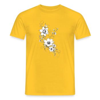 Schwarz-weiße lineare Blüten - Männer T-Shirt - Gelb - Vorne - AI Model Male 178 dark (178cm)