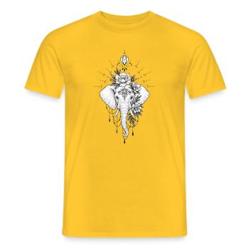 Blumen-Elefantenmandala-Schmuck - Männer T-Shirt - Gelb - Vorne - AI Model Male 178 dark (178cm)