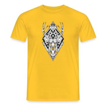 Geometrisches Reh auf Rautenmuster - Männer T-Shirt - Gelb - Vorne - AI Model Male 178 dark (178cm)