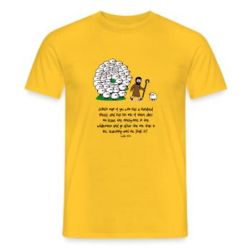 Hirte und Herde: komische Szene - Männer T-Shirt - Gelb - Vorne - AI Model Male 178 dark (178cm)