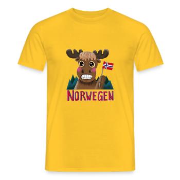 Norwegischer Elch mit Flagge - Männer T-Shirt - Gelb - Vorne - AI Model Male 178 dark (178cm)