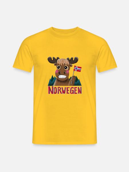 Norwegischer Elch mit Flagge - Männer T-Shirt - Gelb