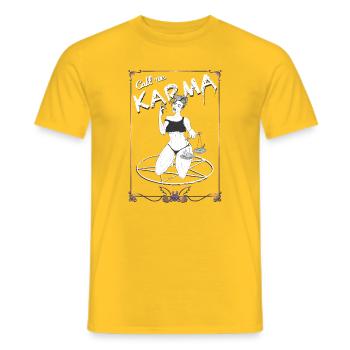 Fettes Karma: Waage und Pentagramm - Männer T-Shirt - Gelb - Vorne - AI Model Male 178 dark (178cm)