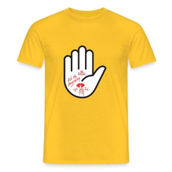 Frag mich nichts. Hand, pssst. - Männer T-Shirt - Gelb - Vorne - AI Model Male 178 dark (178cm)