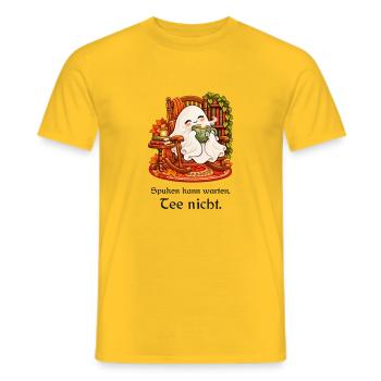 Teeliebhaber-Geist im Schaukelstuhl - Männer T-Shirt - Gelb - Vorne - AI Model Male 178 dark (178cm)