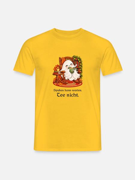 Teeliebhaber-Geist im Schaukelstuhl - Männer T-Shirt - Gelb