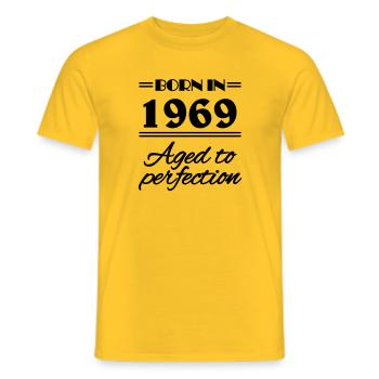 Born in 1969 Aged to perfection - Männer T-Shirt - Gelb - Vorne - AI Model Male 178 dark (178cm)