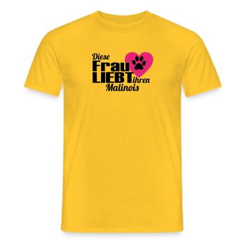 Diese Frau liebt ihren Hund Malinois - Männer T-Shirt - Gelb - Vorne - AI Model Male 178 dark (178cm)
