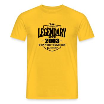 Legendary since 2003 - Men's T-Shirt - yellow - Front - AI Model Male 178 dark (178cm)