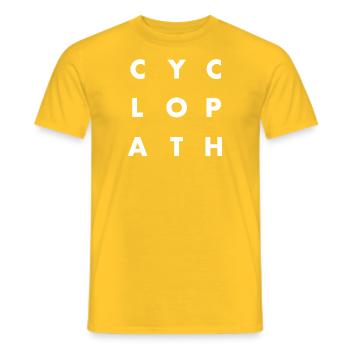 CYCLOPATHE | Vélo de route, cyclisme, sprint, triathlon - T-shirt homme - jaune - Devant - AI Model Male 178 dark (178cm)