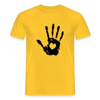 Stop Hand Right with Heart Print - Men's T-Shirt - yellow - Front - AI Model Male 178 dark (178cm)
